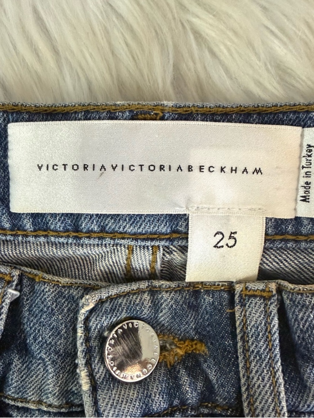 Victoria Victoria Beckham Stripe Fringe Crop Jeans Size 25 - Picture 3 of 10